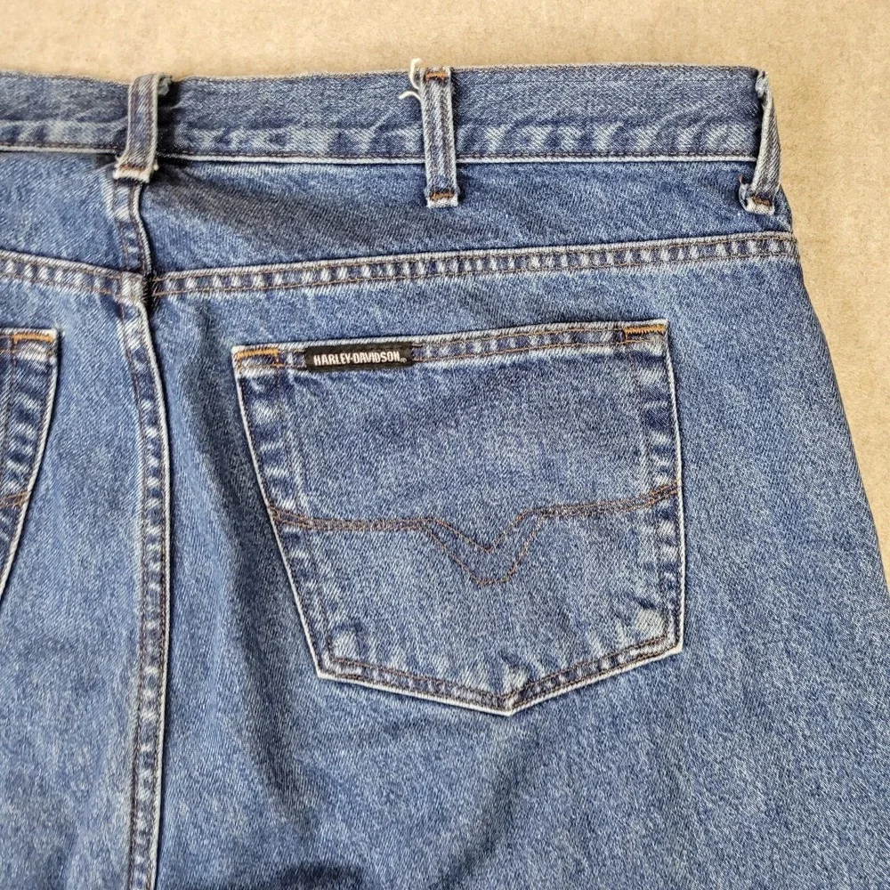 Harley Davidson Jeans Mens 40x30 Blue Denim Relaxed Fit Biker Denim Rider